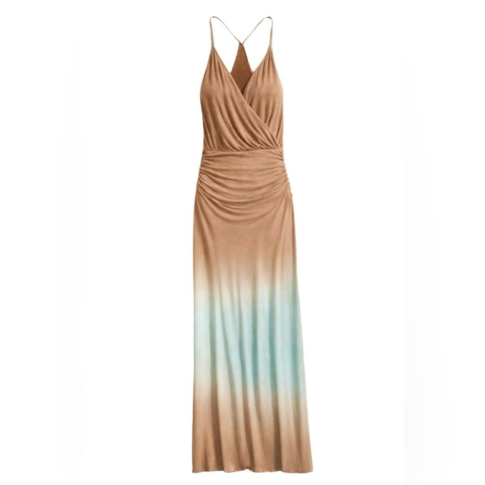 Young Fabulous & Broke Ombre Maxi Dress Brown Blue Stretch M - Picture 2 of 9